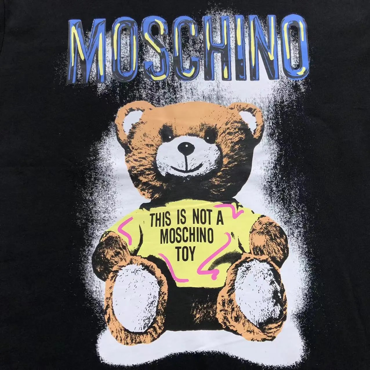 Moschino Teddy Bear Graphic Print Black T-Shirt - 7