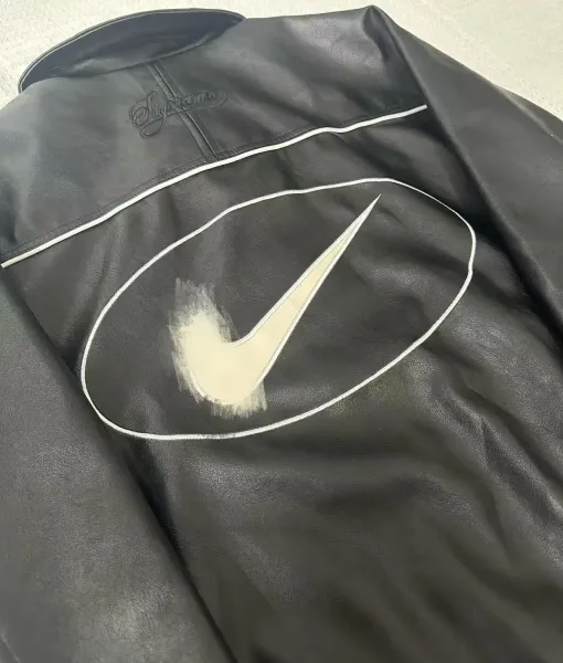 Supreme x Nike Pixel Swoosh Leather Bomber Jacket Black - 13