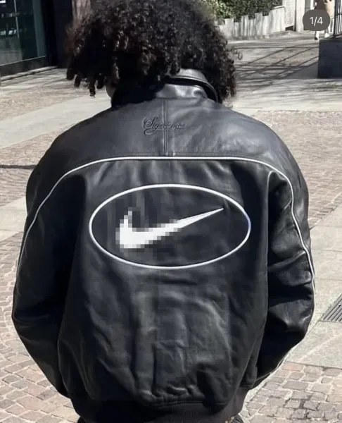 Supreme x Nike Pixel Swoosh Leather Bomber Jacket Black - 8