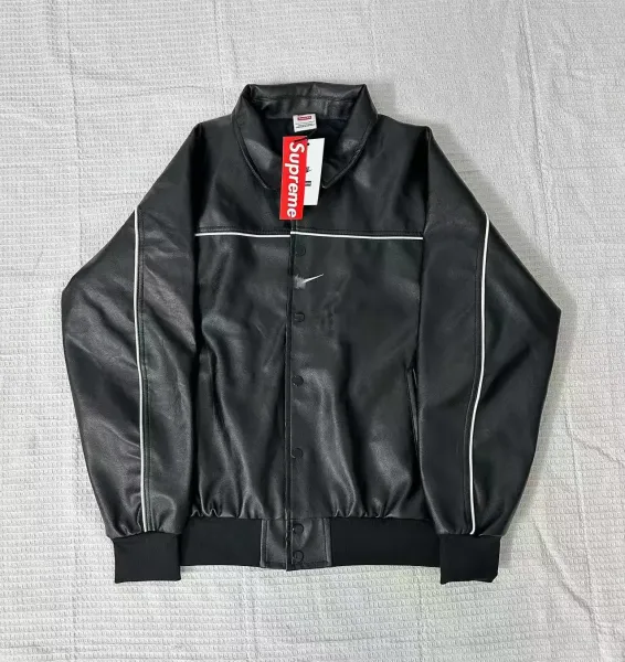 Supreme x Nike Pixel Swoosh Leather Bomber Jacket Black - 11