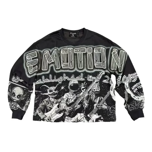Design Emotion Established 2019 Graphic Long-Sleeve T-Shirt Black T-Shirts - 1