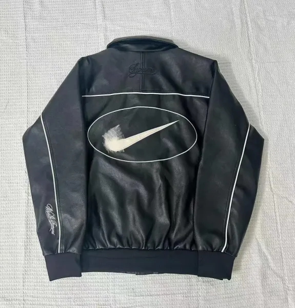 Supreme x Nike Pixel Swoosh Leather Bomber Jacket Black - 12