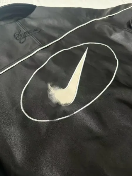 Supreme x Nike Pixel Swoosh Leather Bomber Jacket Black - 14