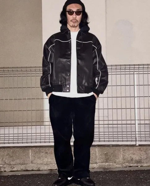 Supreme x Nike Pixel Swoosh Leather Bomber Jacket Black - 9
