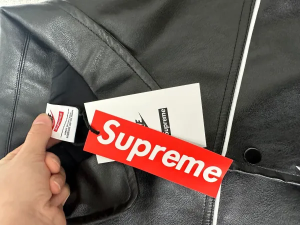 Supreme x Nike Pixel Swoosh Leather Bomber Jacket Black - 16