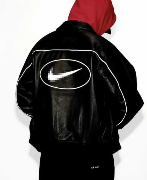Supreme x Nike Pixel Swoosh Leather Bomber Jacket Black - 6