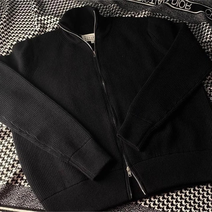 Knitted sweater zipper lazy high neck casual wool jacket