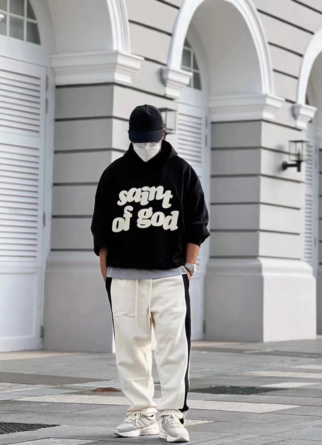 Saint Tears Graffiti Print Hoodie White - 48
