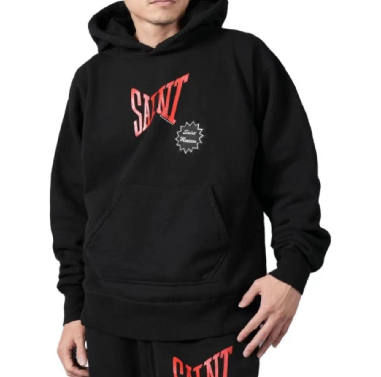 Saint Tears Graffiti Print Hoodie White - 50