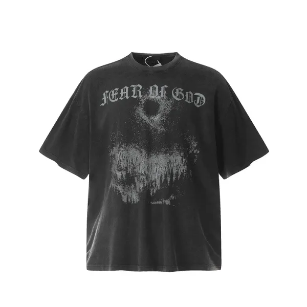 Design Angel Statues Print Oversized T-Shirt Black - 35
