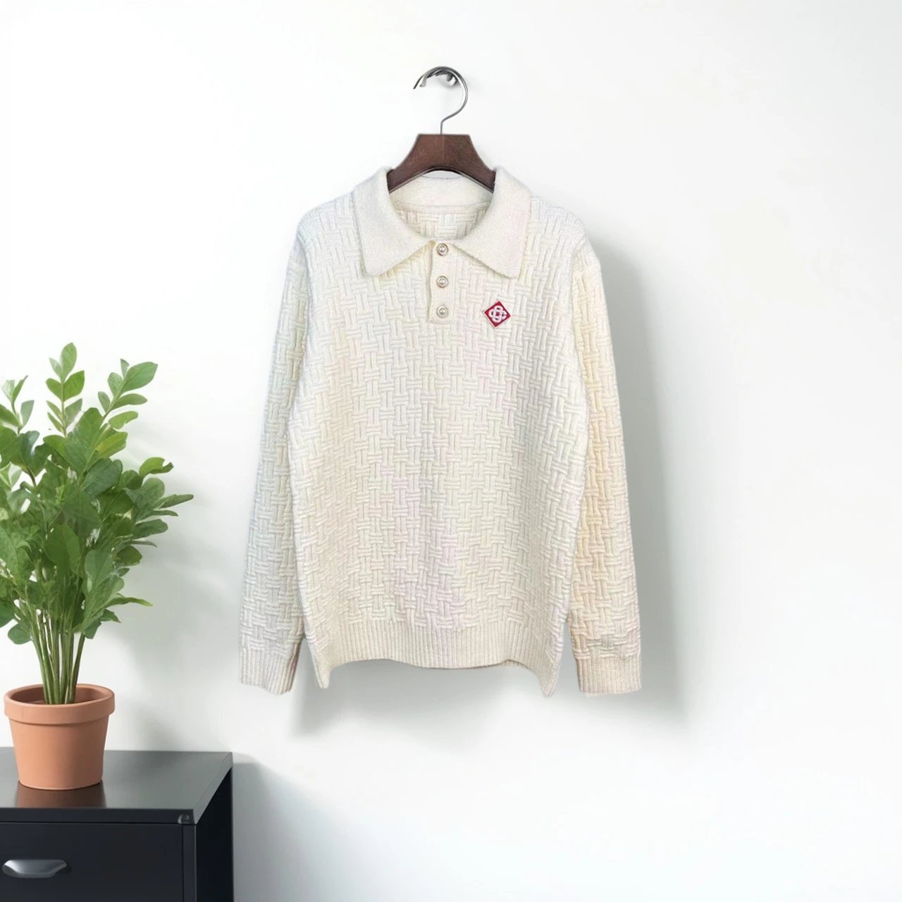 Design Knit Polo Sweater Black - 18