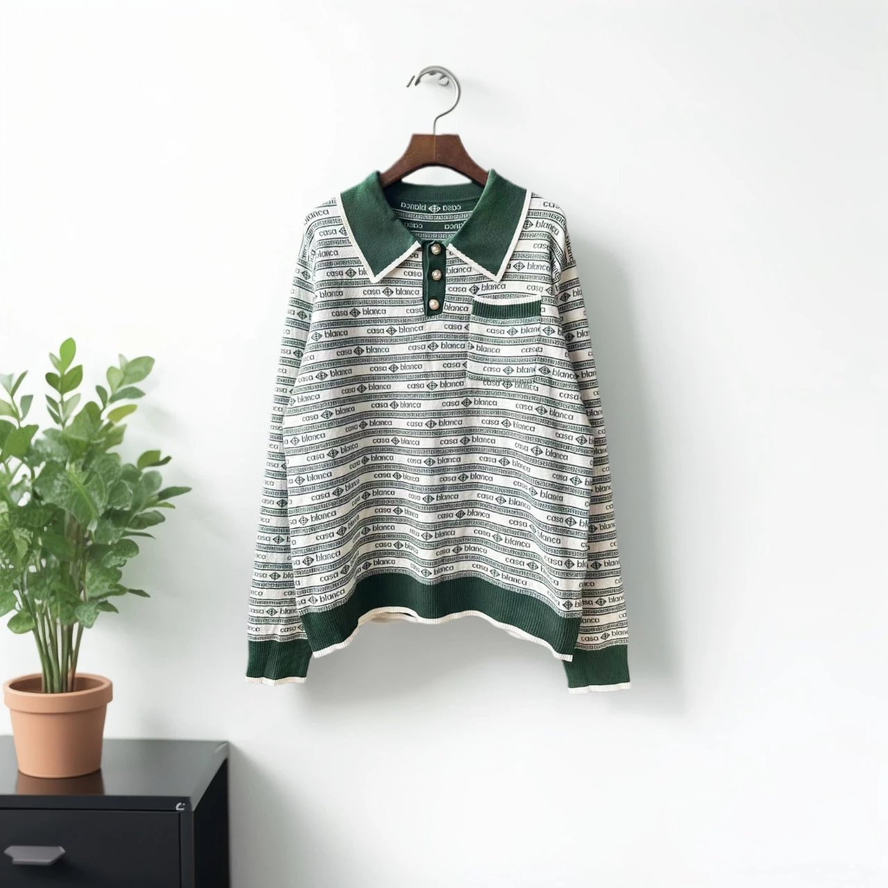 Design Knit Polo Sweater Black - 34