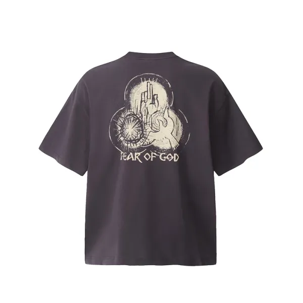 Design Angel Statues Print Oversized T-Shirt Black - 24