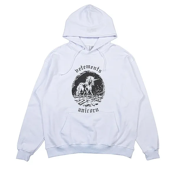 Vetements Unicorn Graphic Hoodie White - 1