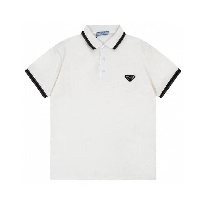 Prada Shirts Short-Sleeve Polo Shirt with Triangle Logo Patch image 10