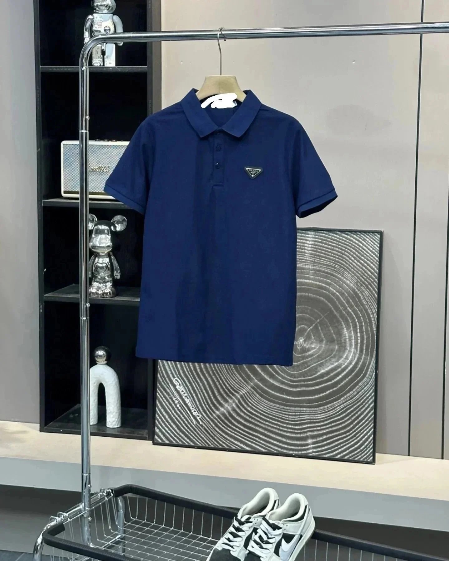 Prada Shirts Short-Sleeve Polo Shirt with Triangle Logo Patch — 4