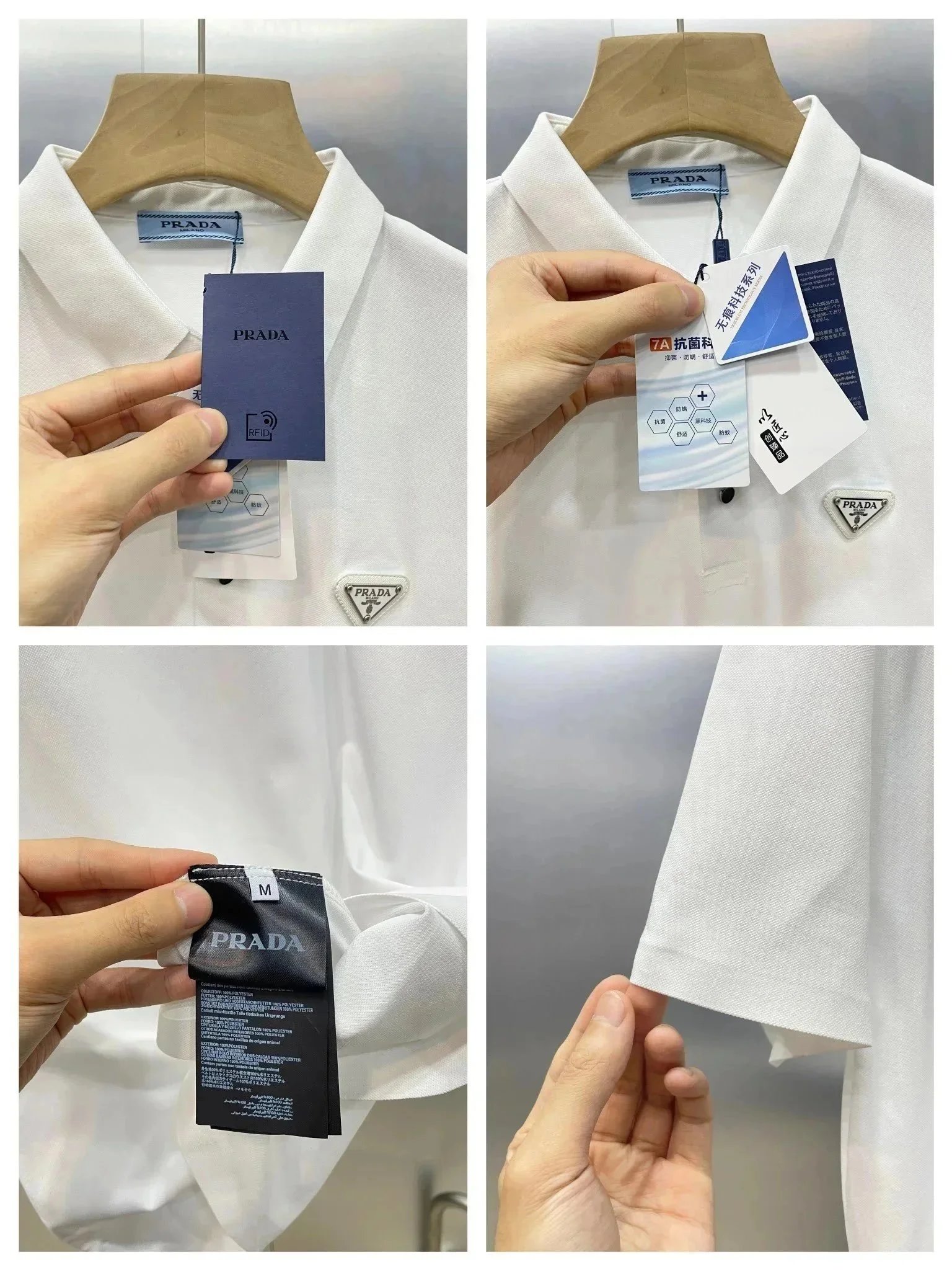 Prada Shirts Short-Sleeve Polo Shirt with Triangle Logo Patch image 9