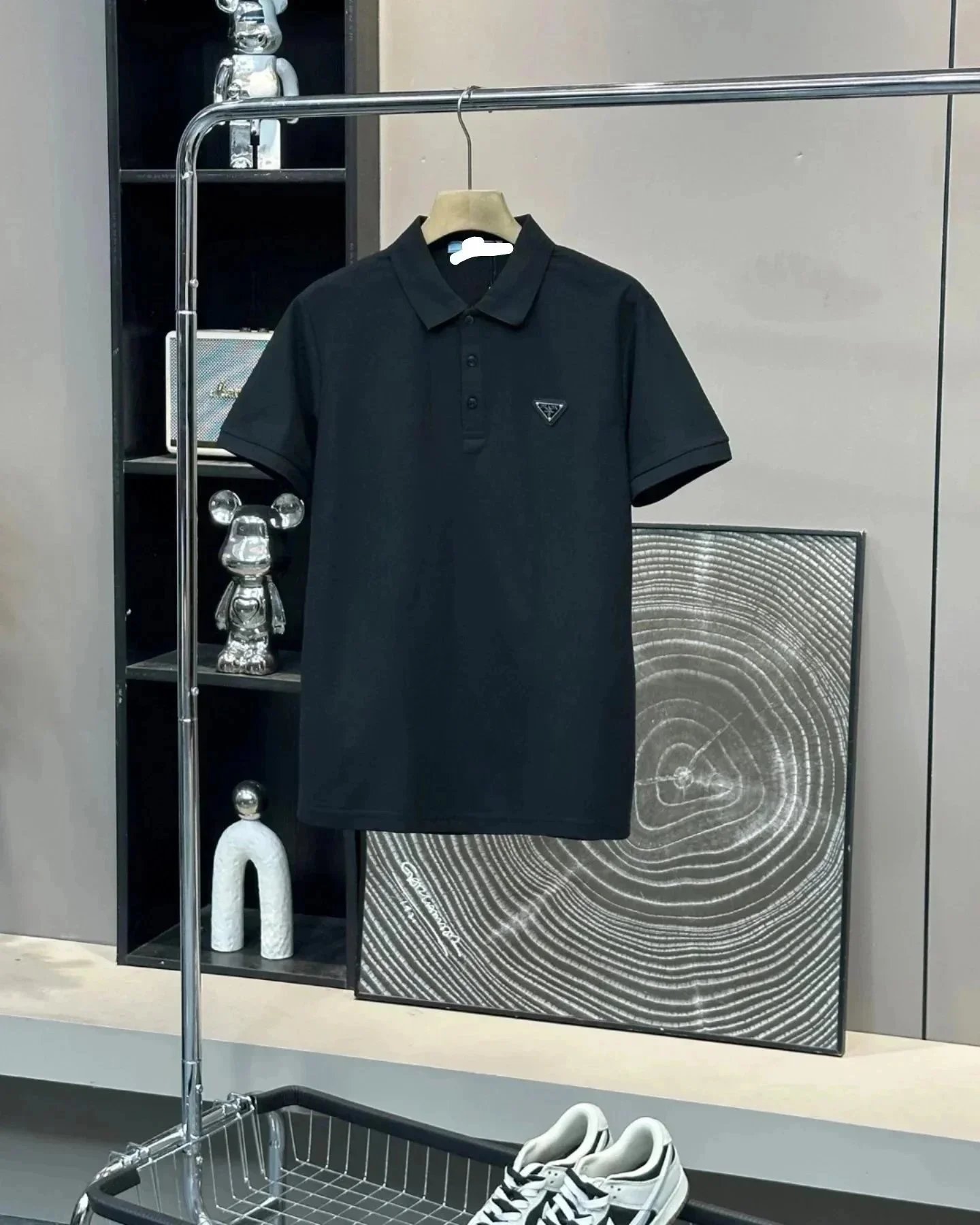 Prada Shirts Short-Sleeve Polo Shirt with Triangle Logo Patch — 5