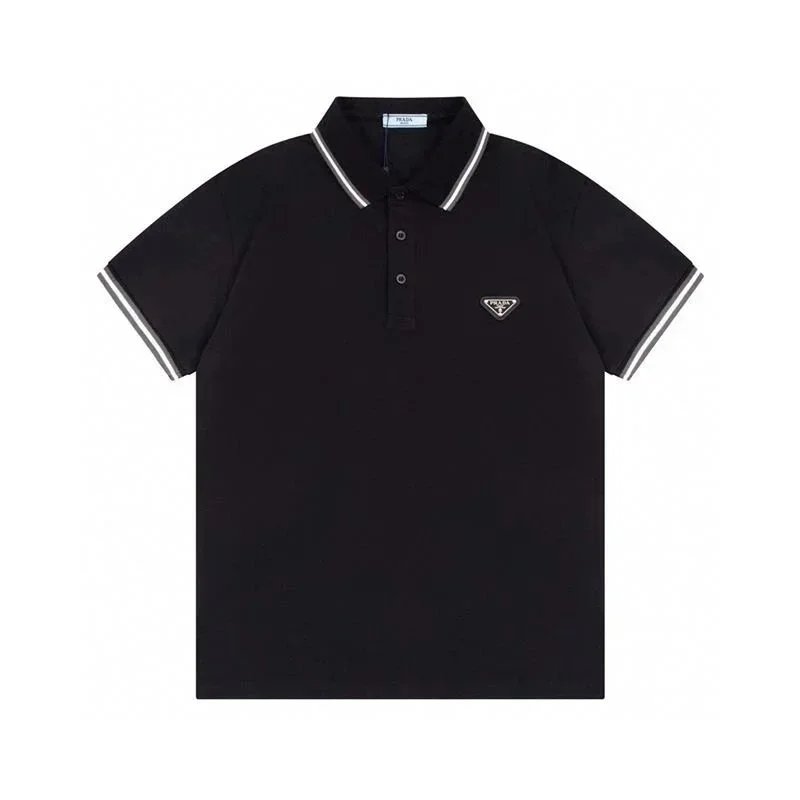 Prada Shirts Short-Sleeve Polo Shirt with Triangle Logo Patch image 11