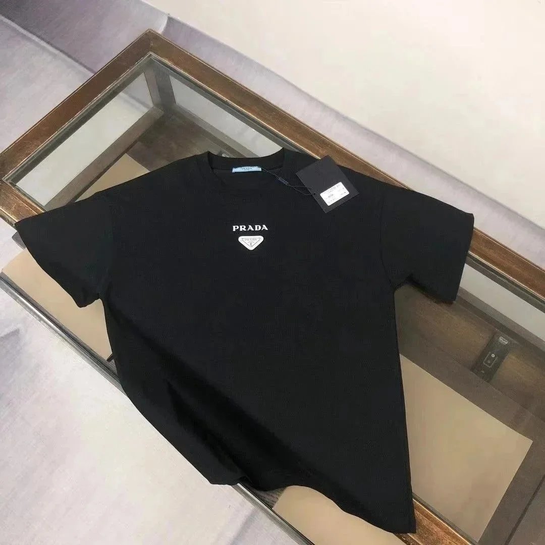 Prada Shirts Short-Sleeve Polo Shirt with Triangle Logo Patch — 30