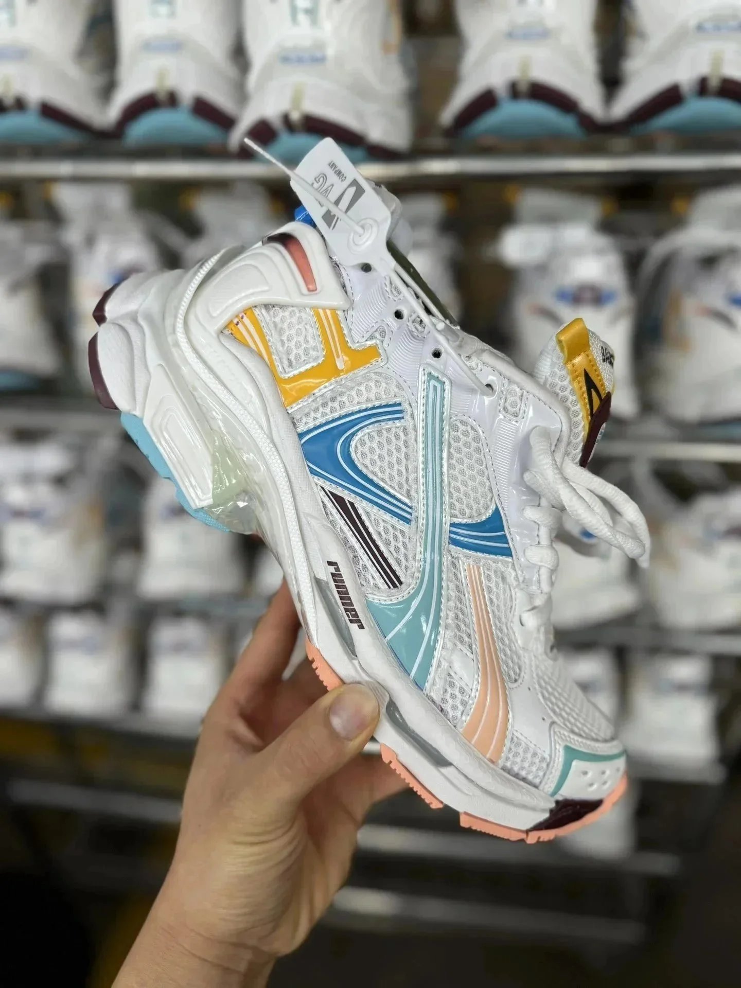 Balenciaga x Asics Runner White Orange Sneakers - 7