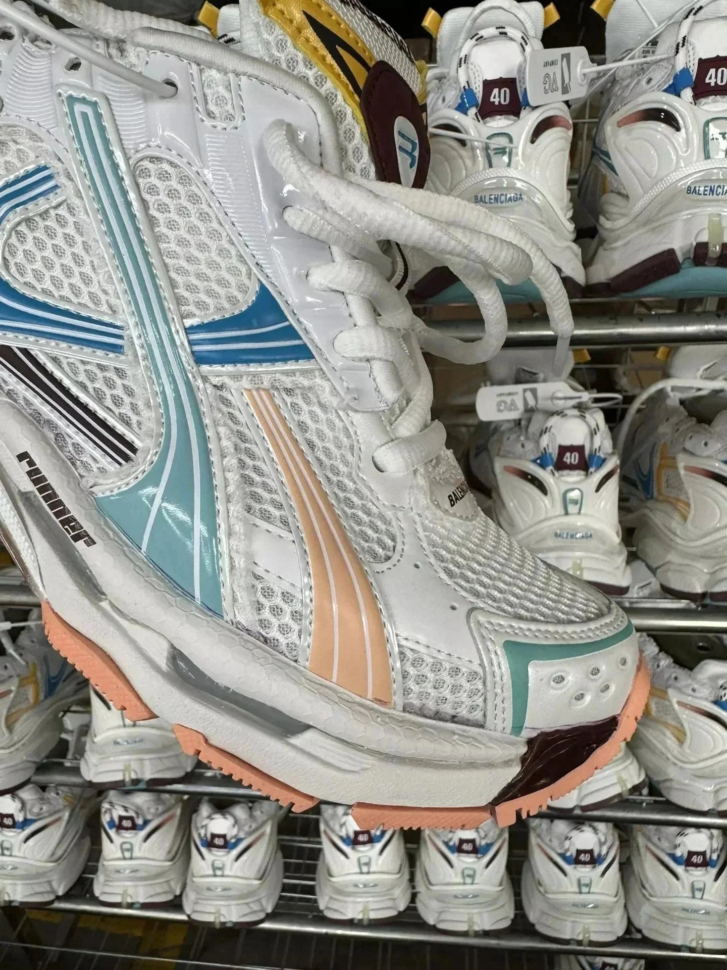 Balenciaga x Asics Runner White Orange Sneakers - 8