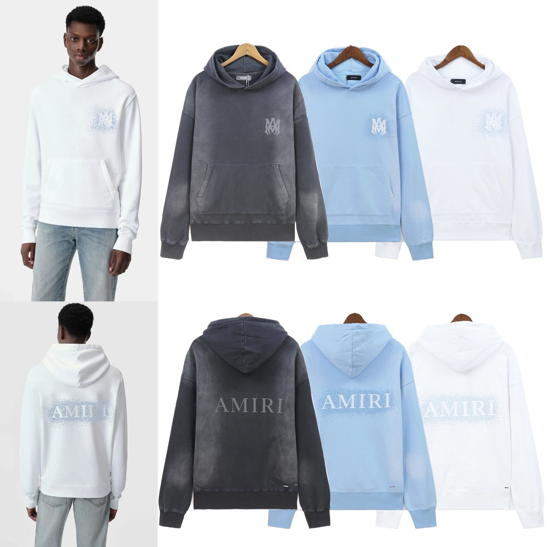 Street sprinkled ink simple print loose hoodie sweatshirt