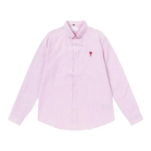 Ami Paris Striped Cotton Shirt Pink - 1