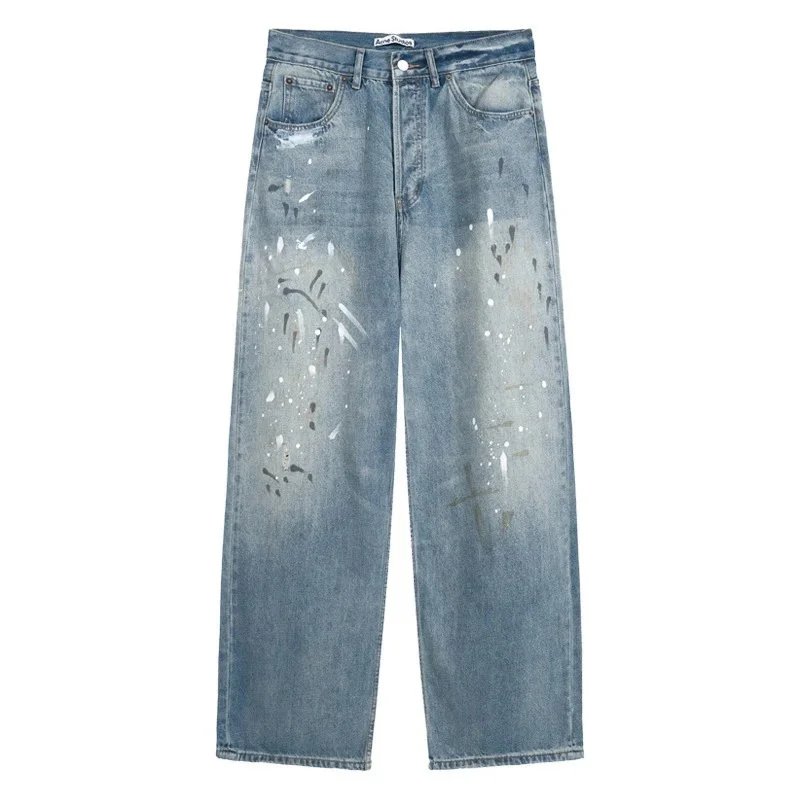 Acne Studios Paint-Splatter Wide-Leg Jeans - 000957