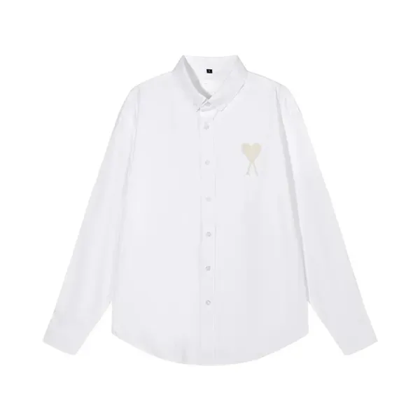 Ami Paris Heart Logo White Button-Down Shirt - 1