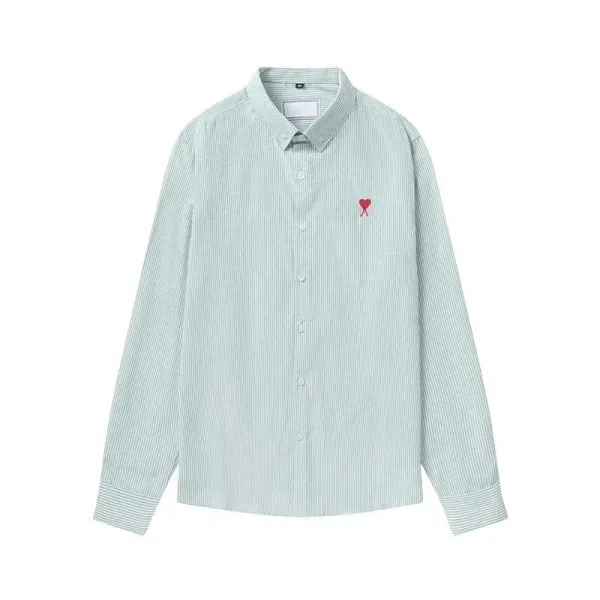 Comme des Garçons Play Striped Button-Down Shirt in Mint Green - 1