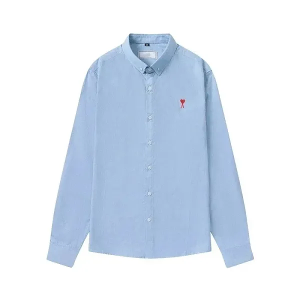 Ami Paris Classic Heart Logo Light Blue Shirt - 1