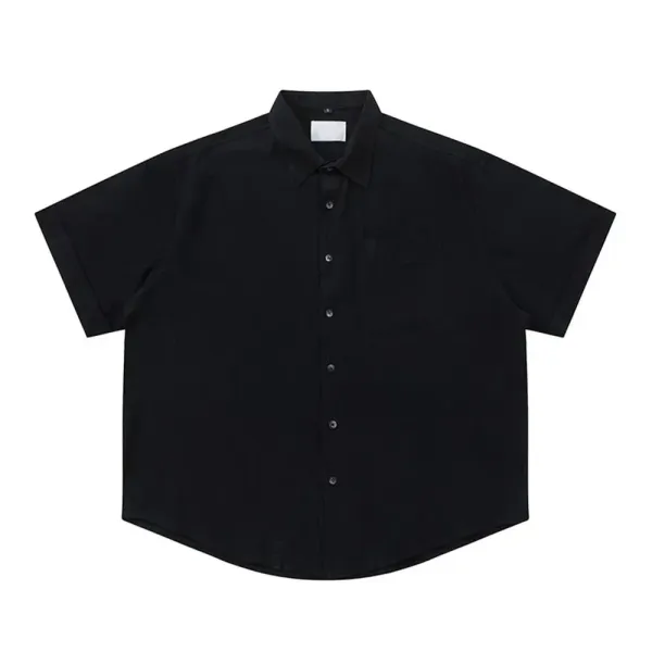 Design Oversized Short-Sleeve Button-Up Shirt Black - 1