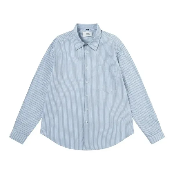 Design Striped Relaxed Fit Shirt in Light Blue and White - 1