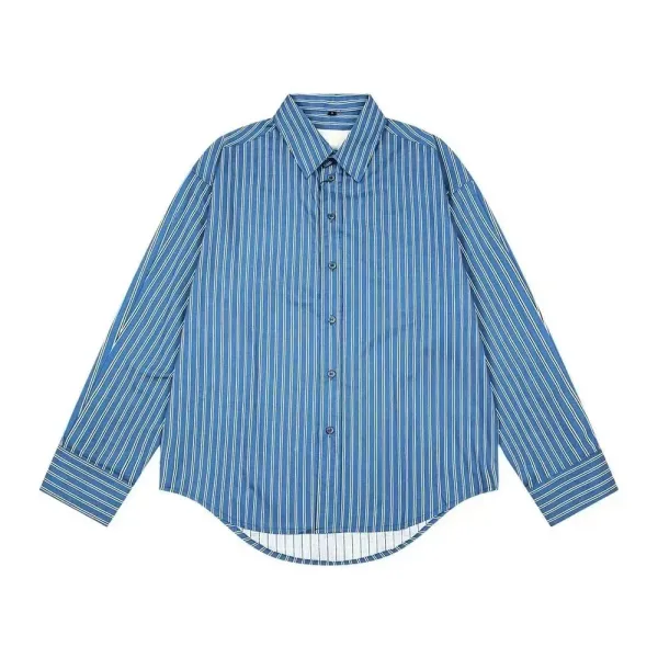 Design Striped Blue Button-Up Shirt - 1