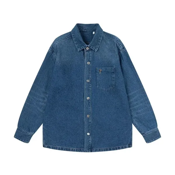 Design Oversized Denim Shirt Blue - 1