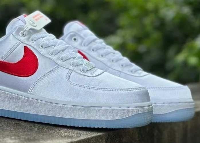 Nike Air Force 1 Low White Red Swoosh Sneakers - 1