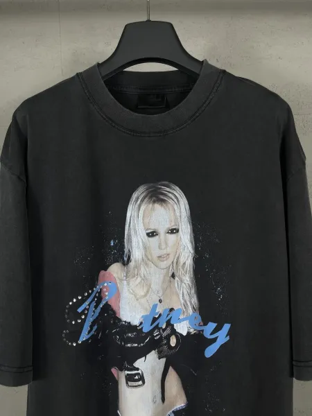 Design Britney Spears Graphic Print Black Oversized T-Shirt T-Shirts - 6