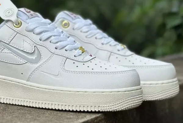 Nike Air Force 1 Low White Metallic Silver Sneakers - 1