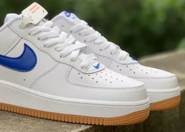 Nike Air Force 1 Low White Royal Blue Gum Sole Sneakers - 1