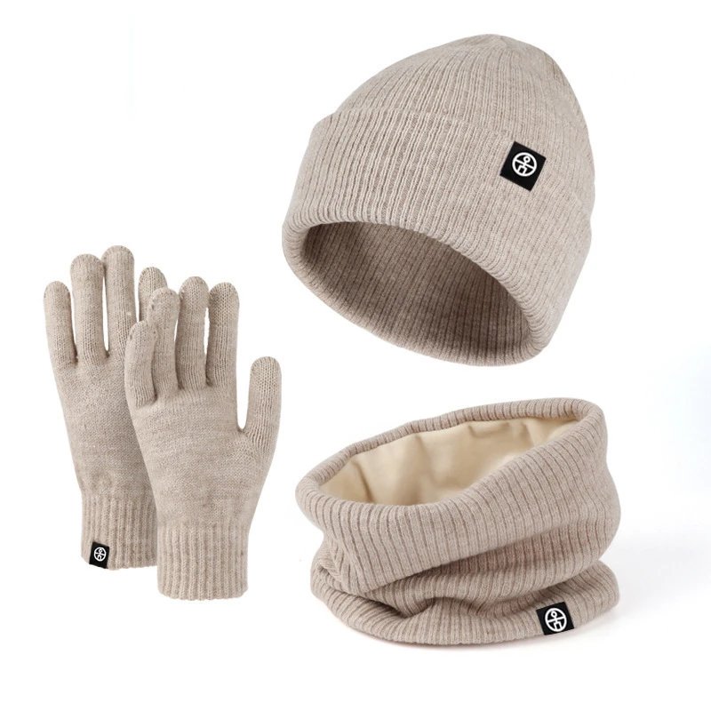 Other Beige Winter Knit Beanie Scarf Gloves Set Unisex Thermal - Buy on Kakobuysheetfind