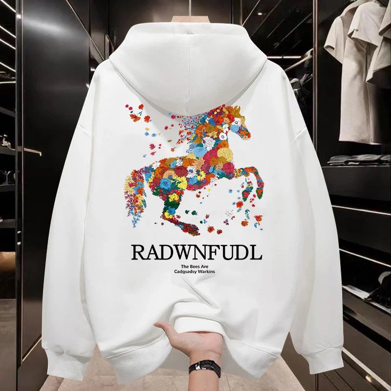 Other RADWNFUDL White Floral Horse Print Hoodie - Buy on Kakobuysheetfind