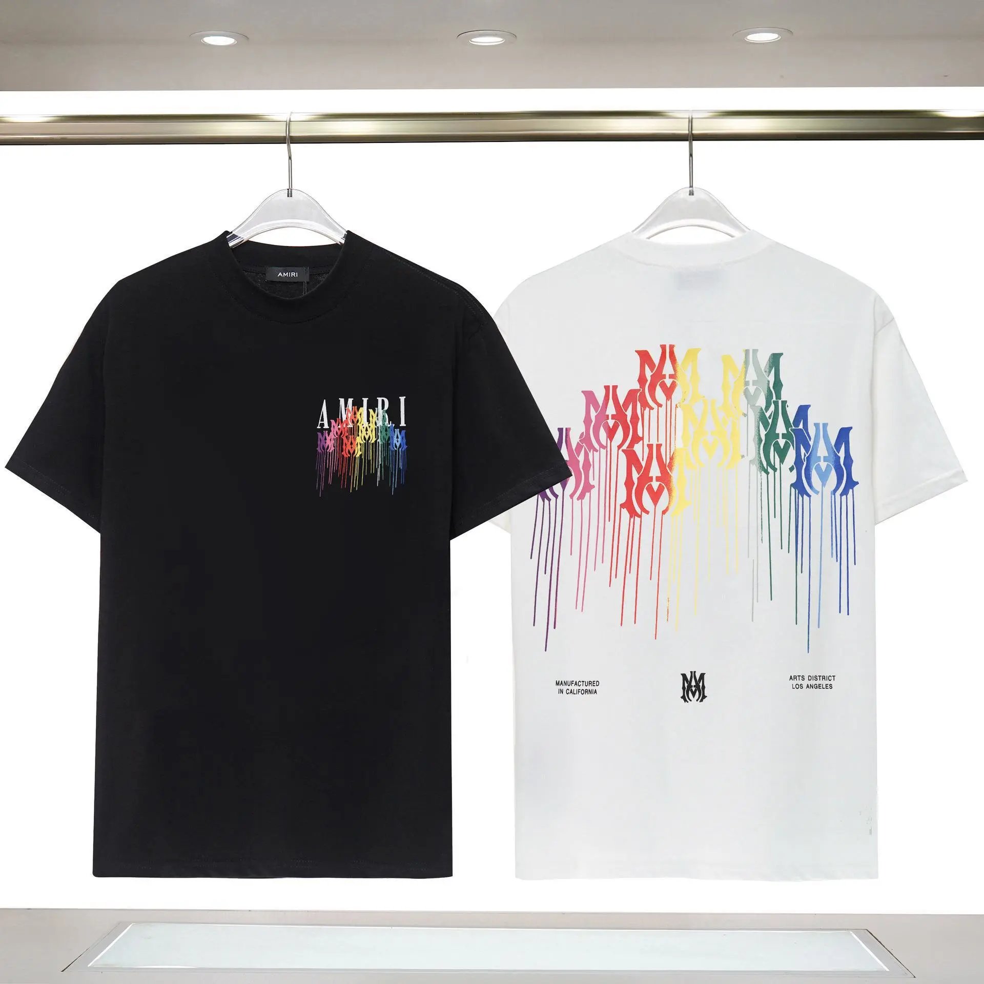 Amiri Amiri Black Rainbow Drip Logo Cotton Crew Neck T-Shirt - Buy on Kakobuysheetfind
