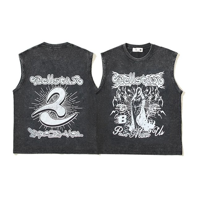 Hellstar Hellstar Vintage Black Sleeveless Street Style T-Shirt - Buy on Kakobuysheetfind