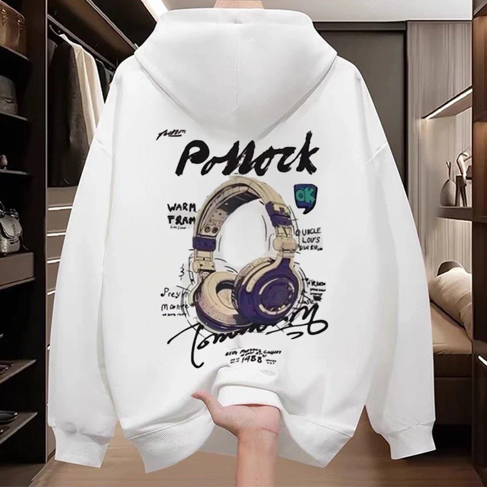Other Pollock White Graffiti Headphone Print Hoodie - Buy on Kakobuysheetfind