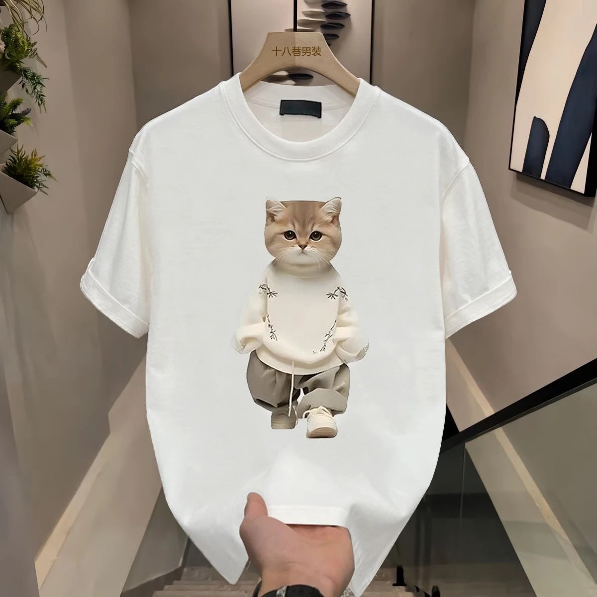 Other ShibaSpring White Cat Graphic Cotton T-Shirt - Buy on Kakobuysheetfind