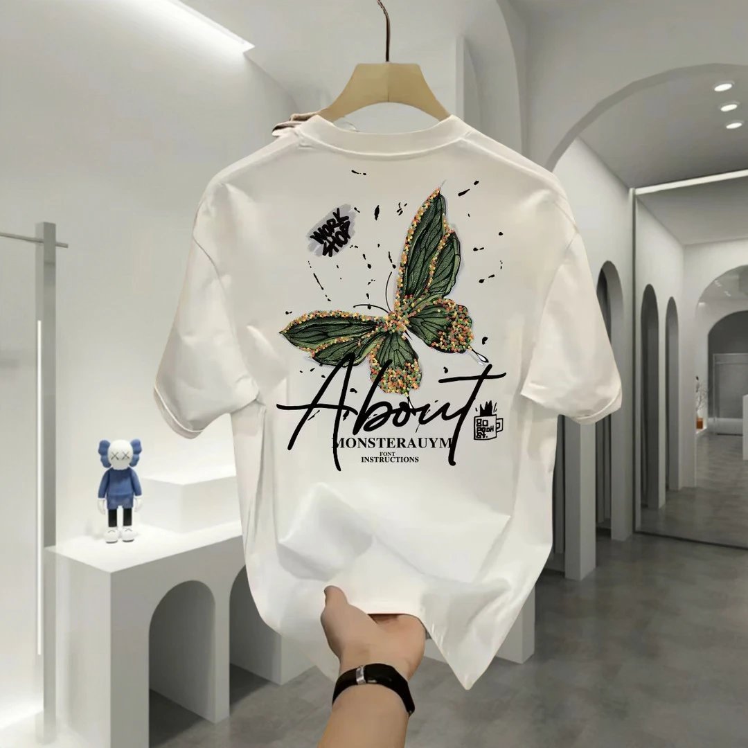 Other MONSTERAUYM Green Butterfly White Cotton T-Shirt - Buy on Kakobuysheetfind