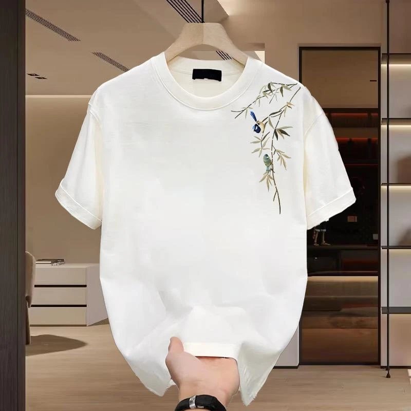 Other Other Brand White Bamboo Embroidered Cotton Unisex Tee - Buy on Kakobuysheetfind