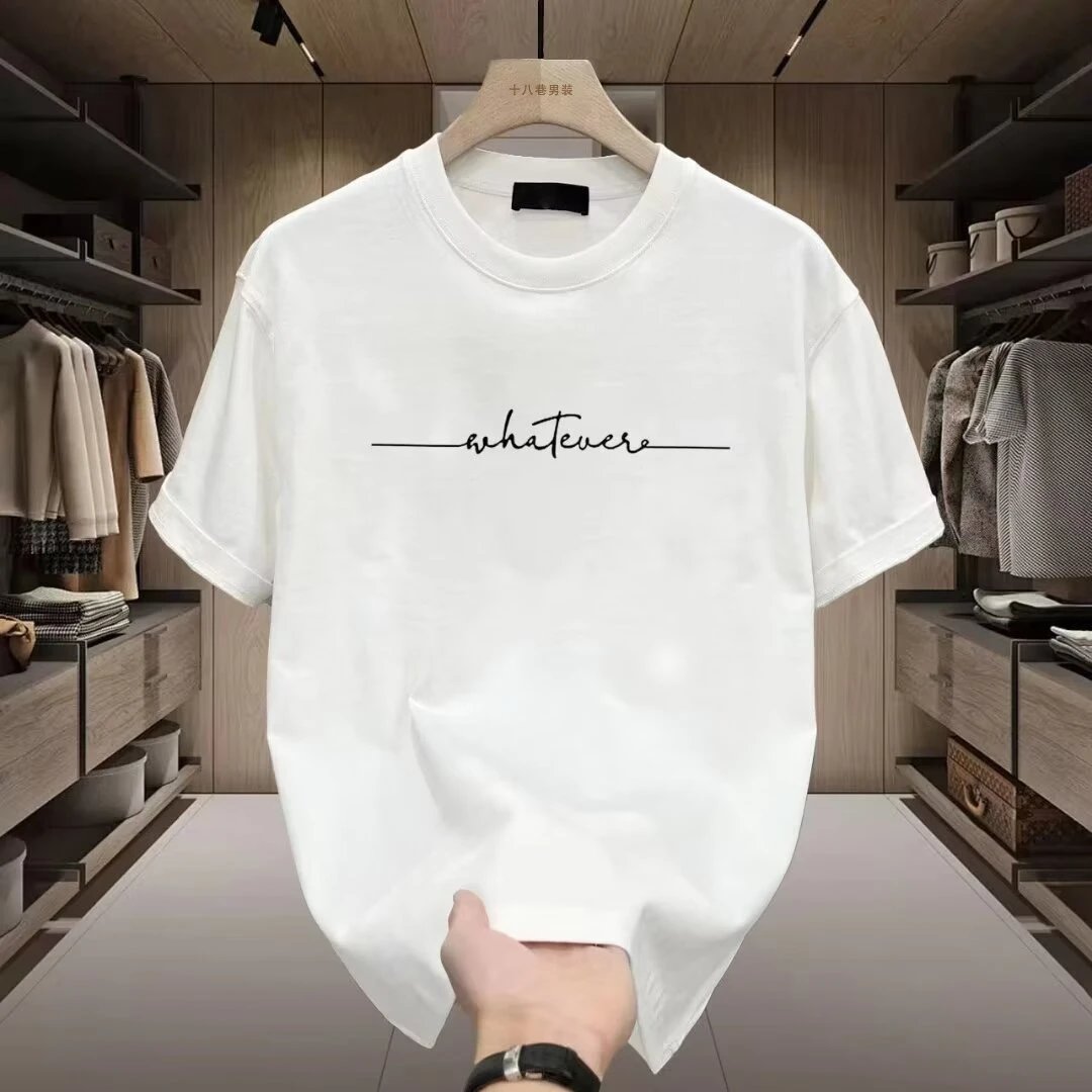 Other Minimalist White Cotton Tee “Whatever” Print Unisex Shirt - Buy on Kakobuysheetfind