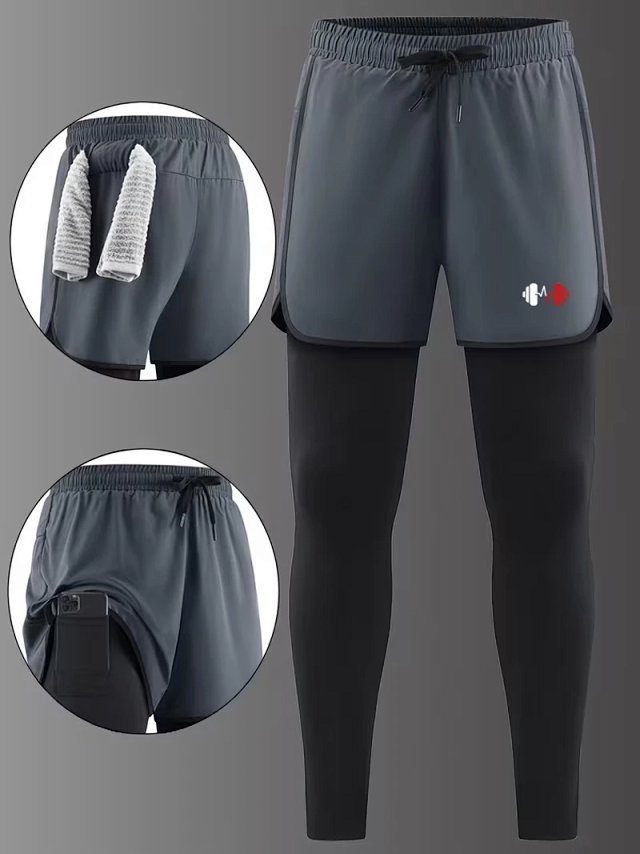 Other PantsOther Men's Gray Black 2-in-1 Quick-Dry Running Pants - Buy on Kakobuysheetfind